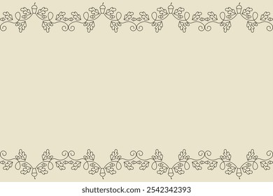 Autumn Vintage Frame template design with acorn and oak leaves. Vector Vintage Frame with blank space for text. EPS 10