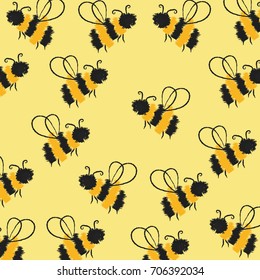 Autumn vintage pattern with bees.For textile,texture,prints,fabric, wallpaper, gift paper, pattern fills, web page background, autumn greeting cards.Vector illustration.