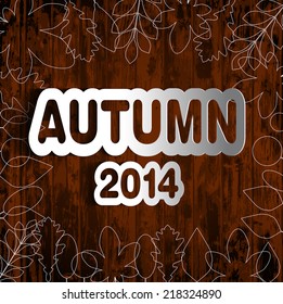 Autumn vintage vector typography poster on wood background