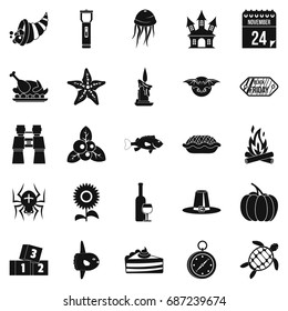 Autumn walk icons set. Simple set of 25 autumn walk vector icons for web isolated on white background