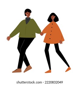 Autumn walking people vector illustrations clipart, girl, guy, couple, family, child, elderly people, old people in flat style.