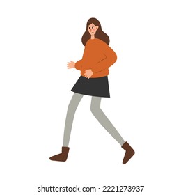 Autumn walking people vector illustrations clipart, girl, guy, couple, family, child, elderly people, old people in flat style.