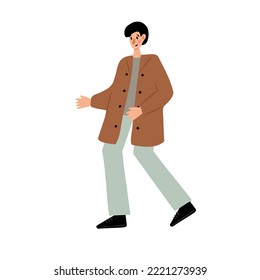 Autumn walking people vector illustrations clipart, girl, guy, couple, family, child, elderly people, old people in flat style.