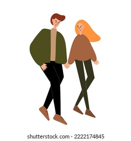 Autumn walking people vector illustrations clipart, girl, guy, couple, family, child, elderly people, old people in flat style.