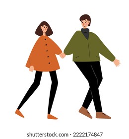 Ilustraciones vectoriales de gente que camina en otoño, niñas, hombres, pareja, familia, niños, ancianos, ancianos de estilo plano.