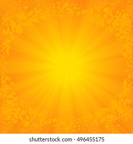 Autumn wallpaper rays background. Orange and yellow sun. Happy Fall. Thanksgiving backdrop. Vector illustration