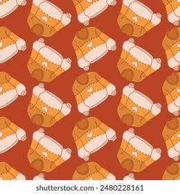 Autumn warm sweater seamless pattern, autumn elements