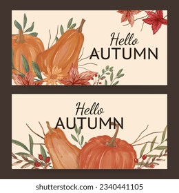 Autumn watercolor banner for fall season celebration