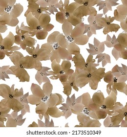 autumn watercolor dried flowers vector seamless pattern seasonal bouquet