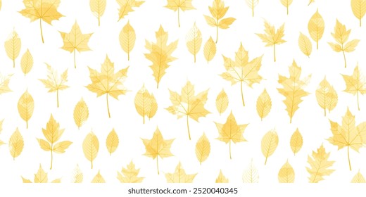 Autumn watercolor leafs vector pattern. Fall leaves seamless print