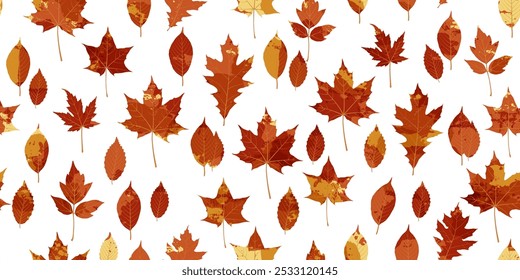 Autumn watercolor leafs vector pattern. Fall leaves seamless print