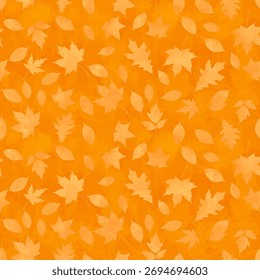 Autumn watercolor leafs vector pattern. Fall leaves seamless print