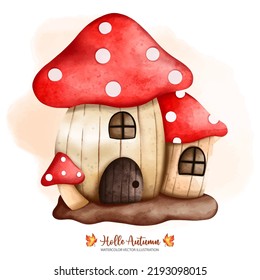 Autumn Watercolor mushroom, Autumn or Fall Animal decor, Digital paint watercolor illustration
