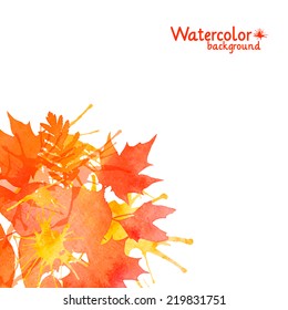 Autumn watercolor painted vector foliage banner