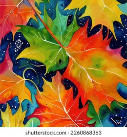 Autumn Watercolor Painting in Vector. Abstract Water Color Wet on Wet Painting. Autumn or Fall vibes in watercolor.