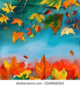 Autumn Watercolor Painting in Vector. Abstract Water Color Wet on Wet Painting. Autumn or Fall vibes in watercolor.