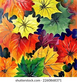 Autumn Watercolor Painting in Vector. Abstract Water Color Wet on Wet Painting. Autumn or Fall vibes in watercolor.