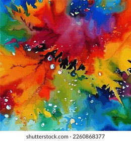 Autumn Watercolor Painting in Vector. Abstract Water Color Wet on Wet Painting. Autumn or Fall vibes in watercolor.