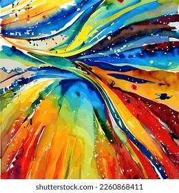 Autumn Watercolor Painting in Vector. Abstract Water Color Wet on Wet Painting. Autumn or Fall vibes in watercolor.