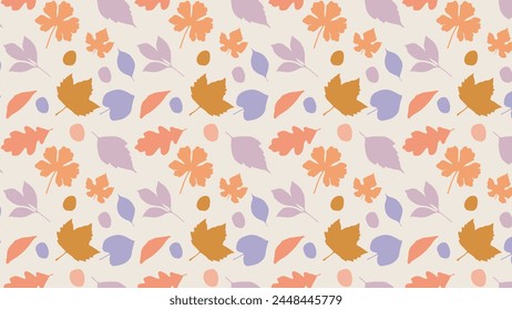 Autumn Watercolor Pattern With Leaf and branches. Perfect for gift paper, wallpaper, seasonal holidays, Thanksgiving Day greeting cards, fabric. Vector illustration.