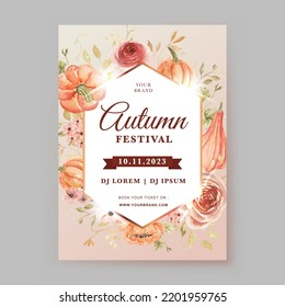 Autumn Watercolor Style  Festival Poster  template