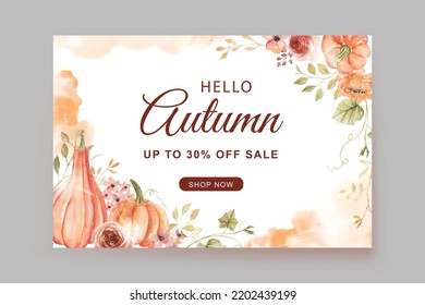 Autumn Watercolor Style Sale Banner template