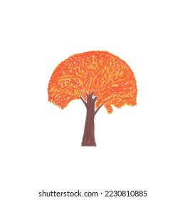 autumn watercolor tree isolated on white background,vector