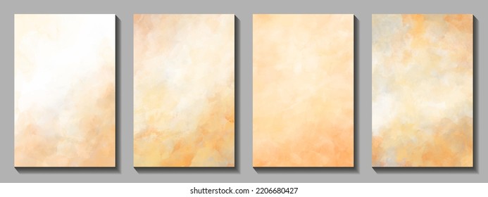 Autumn watercolor vector old paper background set for cards, flyer, poster, banner and cover design. Hand drawn orange watercolour illustration for design. Place for text. Texture template for design.