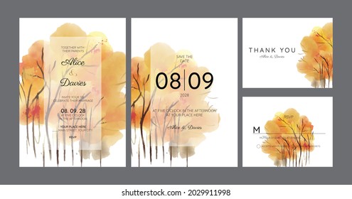 autumn watercolour wedding invitation concept