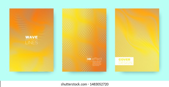 Autumn Wave Concept. Gold Abstract Cover. Dynamic Vibrant Lines. Autumn Geometric Illustration. Wave Vibrant Lines. Yellow Movement Cover. Minimal Poster. Geometric Wave Background.