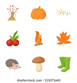 Autumn weather icons set. Cartoon illustration of 9 autumn weather vector icons for web