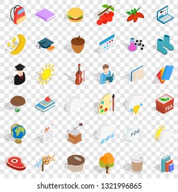 Autumn weather icons set. Isometric style of 36 autumn weather vector icons for web for any design