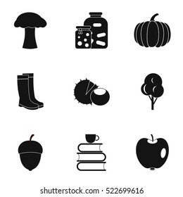 Autumn weather icons set. Simple illustration of 9 autumn weather vector icons for web