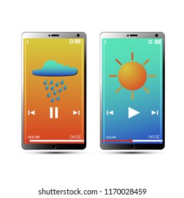 Autumn weather. Smartphones with weather. Stop the rain, turn on the sun.
