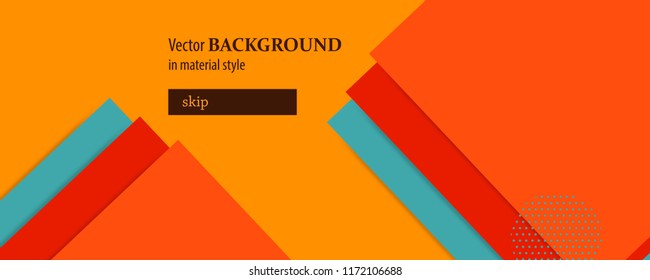 Autumn web background in material style. Simple vector banner with soft shadow. Orange, red, yellow colored flyer frame poster.