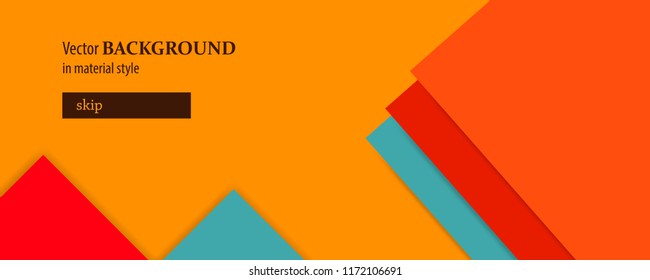 Autumn web background in material style. Simple vector banner with soft shadow. Orange, red, yellow colored flyer frame poster.