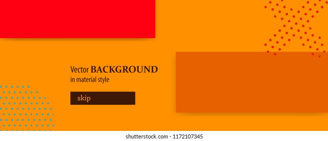 Autumn web background in material style. Simple vector banner with soft shadow. Orange, red, yellow colored flyer frame poster.