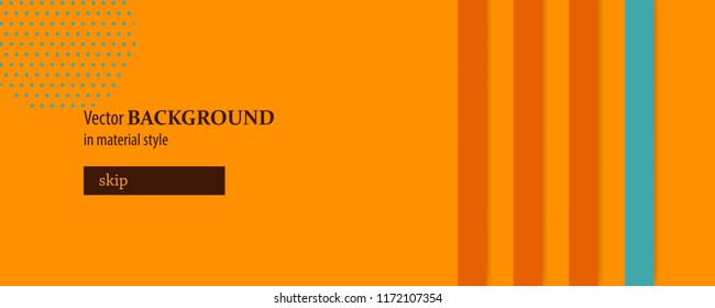 Autumn web background in material style. Simple vector banner with soft shadow. Orange, red, yellow colored flyer frame poster.