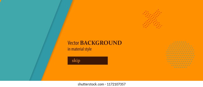 Autumn web background in material style. Simple vector banner with soft shadow. Orange, red, yellow colored flyer frame poster.