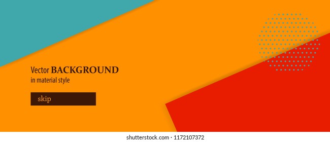Autumn web background in material style. Simple vector banner with soft shadow. Orange, red, yellow colored flyer frame poster.