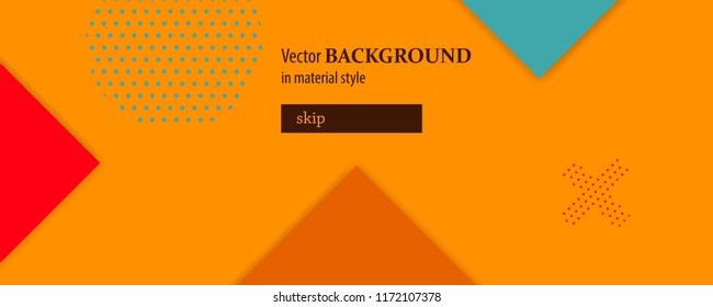 Autumn web background in material style. Simple vector banner with soft shadow. Orange, red, yellow colored flyer frame poster.