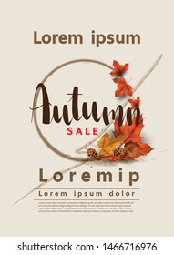 Autumn web banner vector sale layout  background  decorate for shopping thanksgiving seasonal backgrounds
