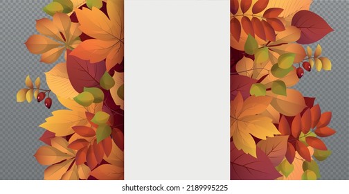 Autumn web template transparent background with a place for your text - Vector illustration