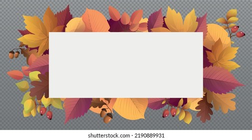Autumn web template transparent background with a place for your text - Vector illustration