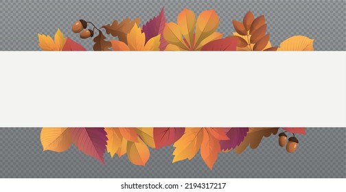 Plantilla web de otoño de fondo transparente con un lugar para el texto - Ilustración vectorial