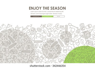 autumn Website Template Design with Doodle Background