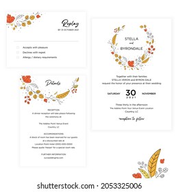 autumn wedding card invitation template