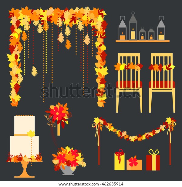 Autumn Wedding Decorative Wedding Elements Frame Stock Vector