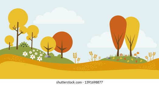 Autumn and wheat Landscape - Vector