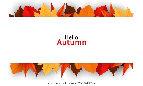 Autumn white background with maple leaves. Fall template 
design for banner, poster, flyer, card, cover. Vector illustration